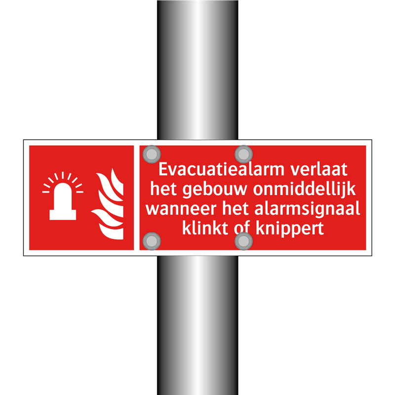 Evacuatiealarm verlaat het gebouw onmiddellijk wanneer het alarmsignaal klinkt of knippert