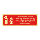 Brandblusser Schuim Geschikt voor het blussen van: - Hout, papier, textiel, etc. (A) - Brandbare vloeistoffen (B)