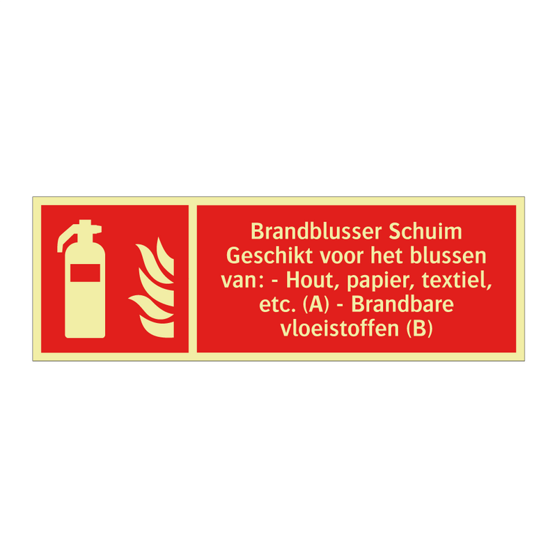 Brandblusser Schuim Geschikt voor het blussen van: - Hout, papier, textiel, etc. (A) - Brandbare vloeistoffen (B)