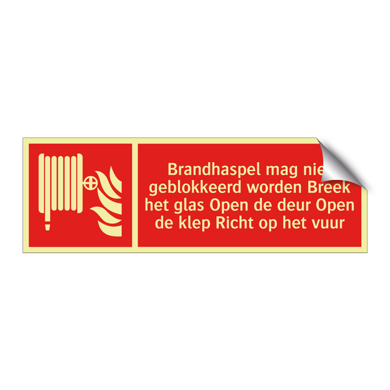 Brandhaspel mag niet geblokkeerd worden Breek het glas Open de deur Open de klep Richt op het vuur