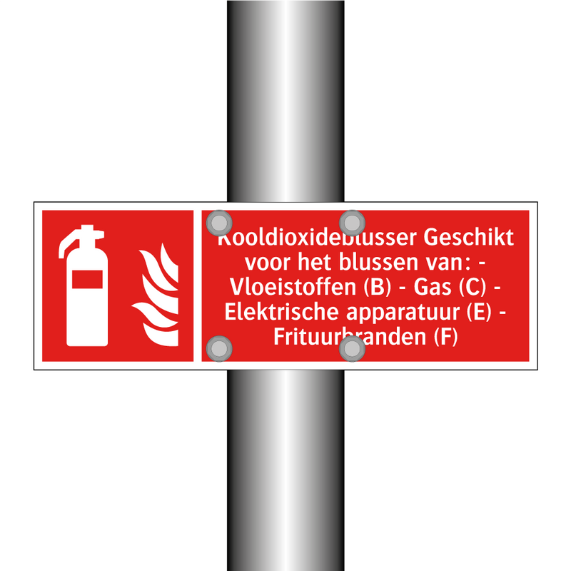 Kooldioxideblusser Geschikt voor het blussen van: - Vloeistoffen (B) - Gas (C) - Elektrische apparatuur (E) - Frituurbranden (F)