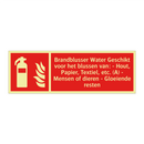 Brandblusser Water Geschikt voor het blussen van: - Hout, Papier, Textiel, etc. (A) - Mensen of dieren - Gloeiende resten