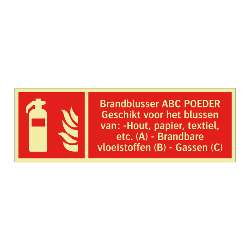 Brandblusser ABC POEDER Geschikt voor het blussen van: -Hout, papier, textiel, etc. (A) - Brandbare vloeistoffen (B) - Gassen (C)