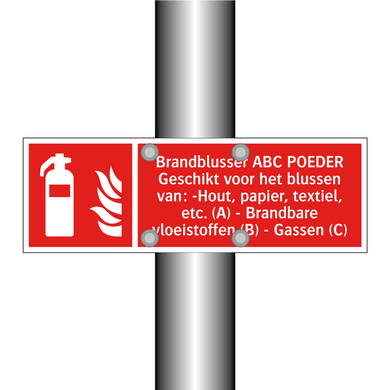 Brandblusser ABC POEDER Geschikt voor het blussen van: -Hout, papier, textiel, etc. (A) - Brandbare vloeistoffen (B) - Gassen (C)
