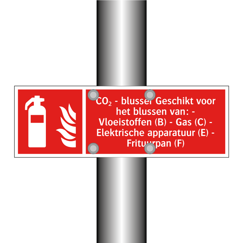 CO₂ - blusser Geschikt voor het blussen van: - Vloeistoffen (B) - Gas (C) - Elektrische apparatuur (E) - Frituurpan (F)