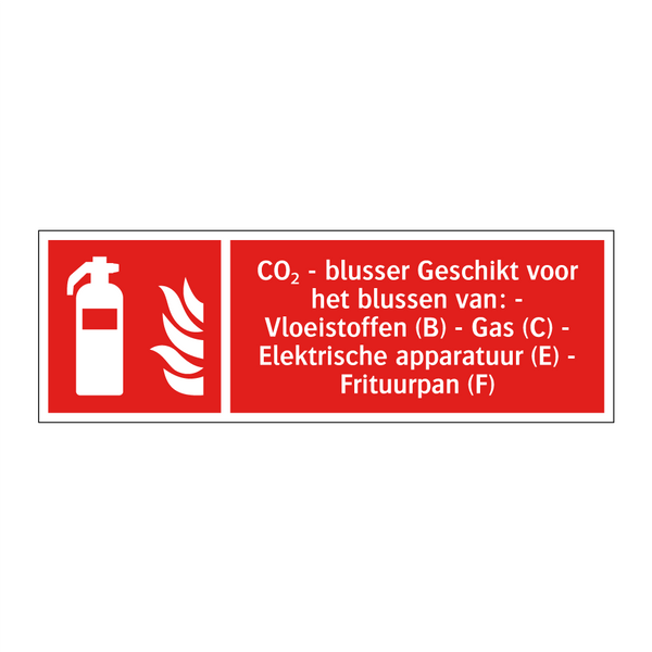 CO₂ - blusser Geschikt voor het blussen van: - Vloeistoffen (B) - Gas (C) - Elektrische apparatuur (E) - Frituurpan (F)
