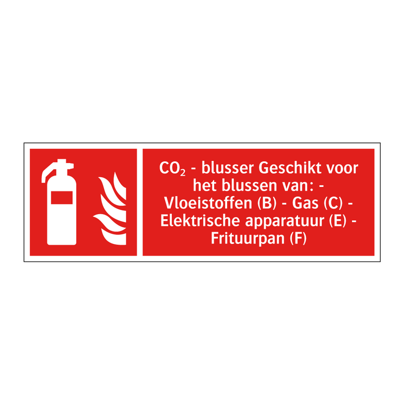 CO₂ - blusser Geschikt voor het blussen van: - Vloeistoffen (B) - Gas (C) - Elektrische apparatuur (E) - Frituurpan (F)