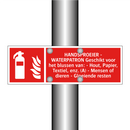 HANDSPROEIER - WATERPATRON Geschikt voor het blussen van: - Hout, Papier, Textiel, enz. (A) - Mensen of dieren - Gloeiende resten