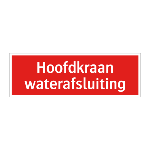 Hoofdkraan waterafsluiting