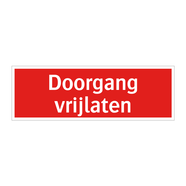 Doorgang vrijlaten