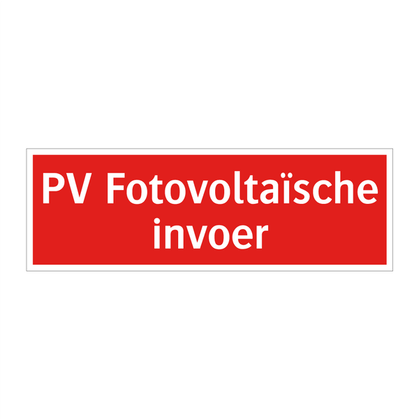 PV Fotovoltaïsche invoer