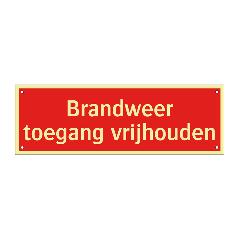 Brandweer toegang vrijhouden