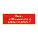 RWA - Luchttoevoeropening Gelieve vrijhouden