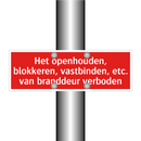 Het openhouden, blokkeren, vastbinden, etc. van branddeur verboden/.../