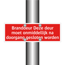 Branddeur Deze deur moet onmiddellijk na doorgang gesloten worden/.../