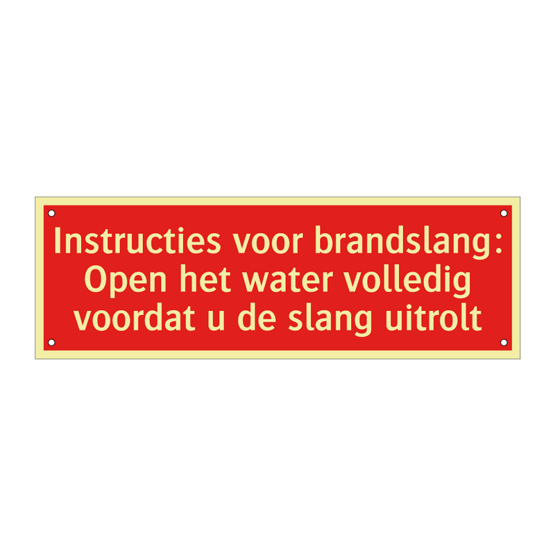 Instructies voor brandslang: Open het water volledig voordat /.../