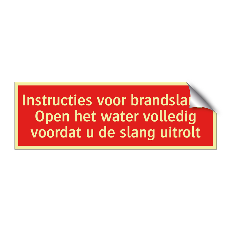 Instructies voor brandslang: Open het water volledig voordat /.../