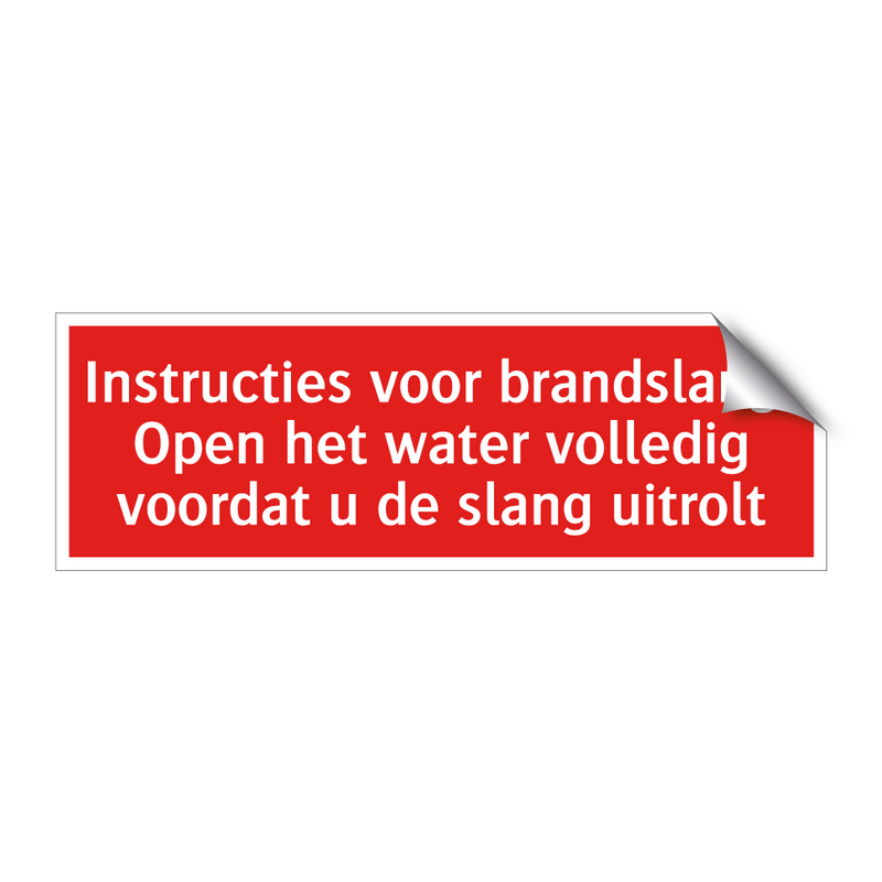Instructies voor brandslang: Open het water volledig voordat /.../