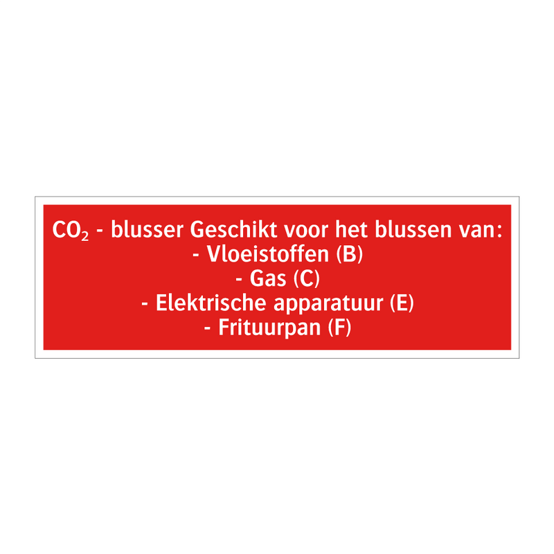 CO₂ - blusser Geschikt voor het blussen van: - Vloeistoffen /.../