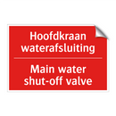 Hoofdkraan waterafsluiting - Main water shut-off valve