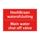 Hoofdkraan waterafsluiting - Main water shut-off valve