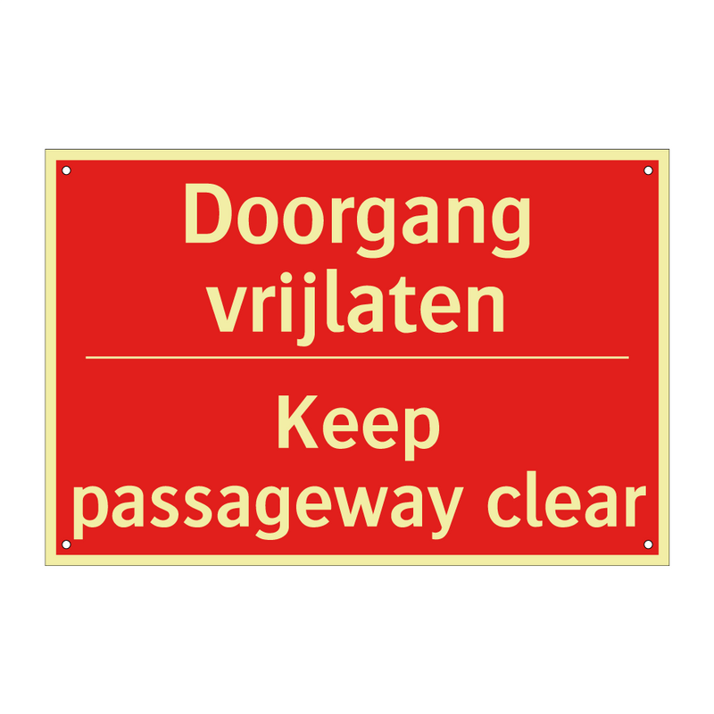 Doorgang vrijlaten - Keep passageway clear