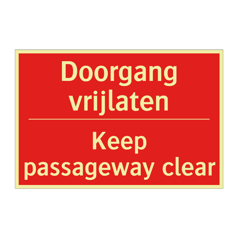 Doorgang vrijlaten - Keep passageway clear