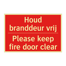 Houd branddeur vrij - Please keep fire door clear