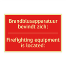 Brandblusapparatuur bevindt zich: - Firefighting equipment is located: