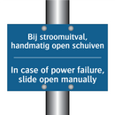 Bij stroomuitval, handmatig open /.../ - In case of power failure, slide /.../
