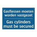Gasflessen moeten worden vastgezet /.../ - Gas cylinders must be secured