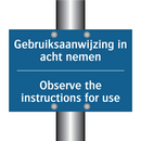 Gebruiksaanwijzing in acht nemen /.../ - Observe the instructions for use /.../