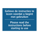 Gelieve de instructies te lezen /.../ - Please read the instructions before /.../