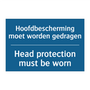 Hoofdbescherming moet worden gedragen /.../ - Head protection must be worn