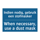 Indien nodig, gebruik een stofmasker /.../ - When necessary, use a dust mask /.../