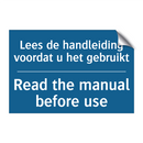 Lees de handleiding voordat u /.../ - Read the manual before use