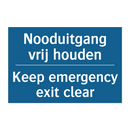 Nooduitgang vrij houden - Keep emergency exit clear