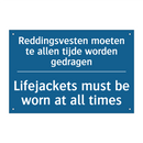 Reddingsvesten moeten te allen /.../ - Lifejackets must be worn at all /.../