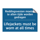 Reddingsvesten moeten te allen /.../ - Lifejackets must be worn at all /.../
