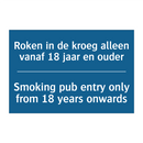 Roken in de kroeg alleen vanaf /.../ - Smoking pub entry only from 18 /.../