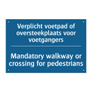 Verplicht voetpad of oversteekplaats /.../ - Mandatory walkway or crossing /.../