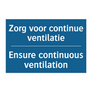 Zorg voor continue ventilatie - Ensure continuous ventilation
