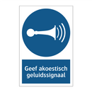 Geef akoestisch geluidssignaal & Geef akoestisch geluidssignaal & Geef akoestisch geluidssignaal