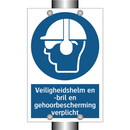 Veiligheidshelm en -bril en gehoorbescherming verplicht