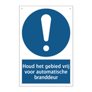 Houd het gebied vrij voor automatische branddeur & Houd het gebied vrij voor automatische branddeur