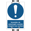 Verwijder de zekeringen voordat u begint met werken