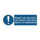 Regels voor het lozen van marien afval Geen plastic of voedselafval