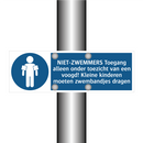 NIET-ZWEMMERS Toegang alleen onder toezicht van een voogd! Kleine kinderen moeten zwembandjes dragen