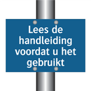 Lees de handleiding voordat u het gebruikt & Lees de handleiding voordat u het gebruikt