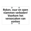 Roken, vuur en open vlammen verboden! Voorkom het veroorzaken van vonken